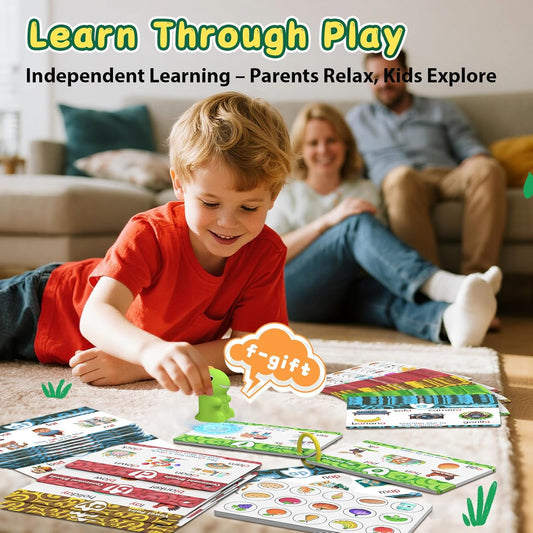 HOMESTEC Phonics Flash Cards with Talking Dino Reader Pen, Learn to Read for Kids Ages 3-6, Early Learning Educational Toy for Kindergarten, Homeschool & Speech Therapy