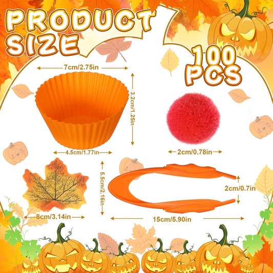 Hotop 312 Pieces Fine Motor Toys Counting Sorting Fall Thanksgiving Decorations 100 Pcs Assorted Pompoms 200 Pcs Artificial Maple Leaves 2 Pcs Tweezers 10 Pcs Cups for Autumn Thanksgiving Decoration