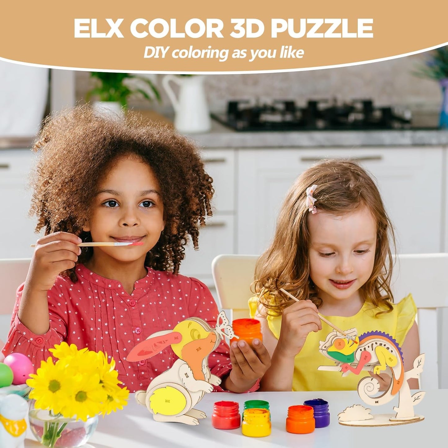 3D Wooden Puzzles for Kids, 8 Pcs Animal Assembly Model Wood Arts and Craft Puzzles Set, No-Glue DIY Delicate Pendant STEM Toys for Boys Girls Ages 6+, Educational Birthday Gift, Party Favors