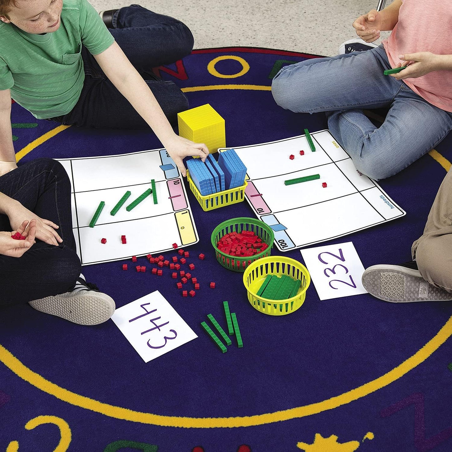 Fun Express Plastic Base Ten Blocks Set - 231 Pieces - Educational and Learning Activities for Kids