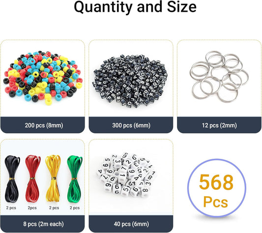 BIGCOMER 578Pcs DIY Bead Keychain Making Kit – Alphabet Letter Beads & Key Rings Set – Custom Backpack Charms, Phone Straps & Arts Crafts Gifts for Kids & Adults