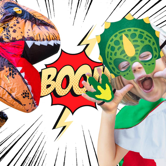 iROLEWIN Dinosaur-Costume for Kids Dragon-Capes Dino Masks Claws as Toddlers Dress-up Birthday Gifts Party Toys 3+ Boy Girls
