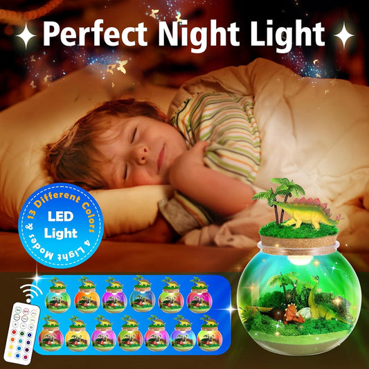 Ocean Light Up Terrarium Kit for Kids - LED Night Light Ocean Birthday Gifts for Girls & Boys Ages 4 5 6 7 8-12, Kids Arts & Crafts Kit, Easter Ideal Gifts