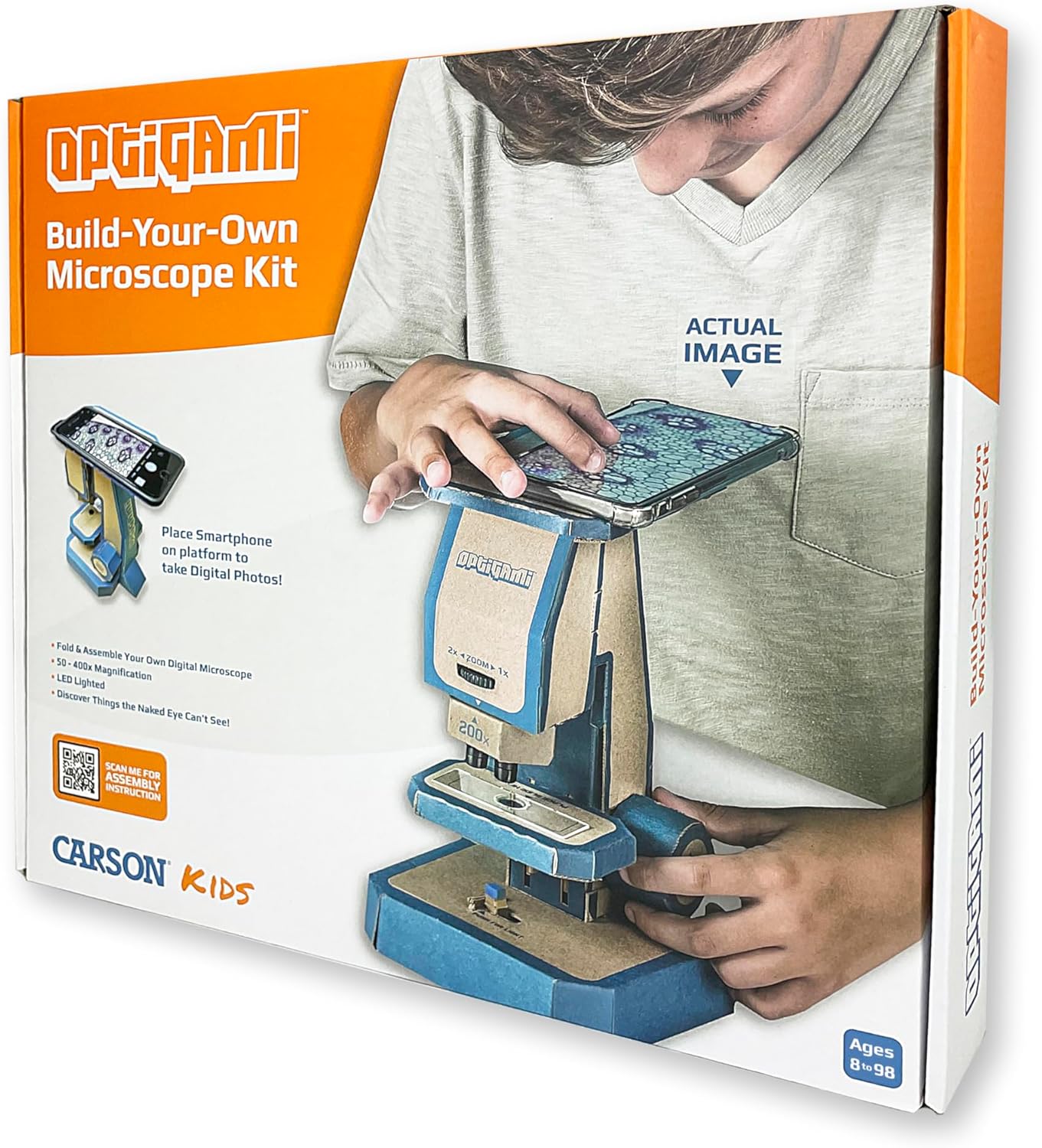 Carson Optigami Educational Kids Science Kit STEM DIY Cardboard Microscope for Kids (OG-100) Small