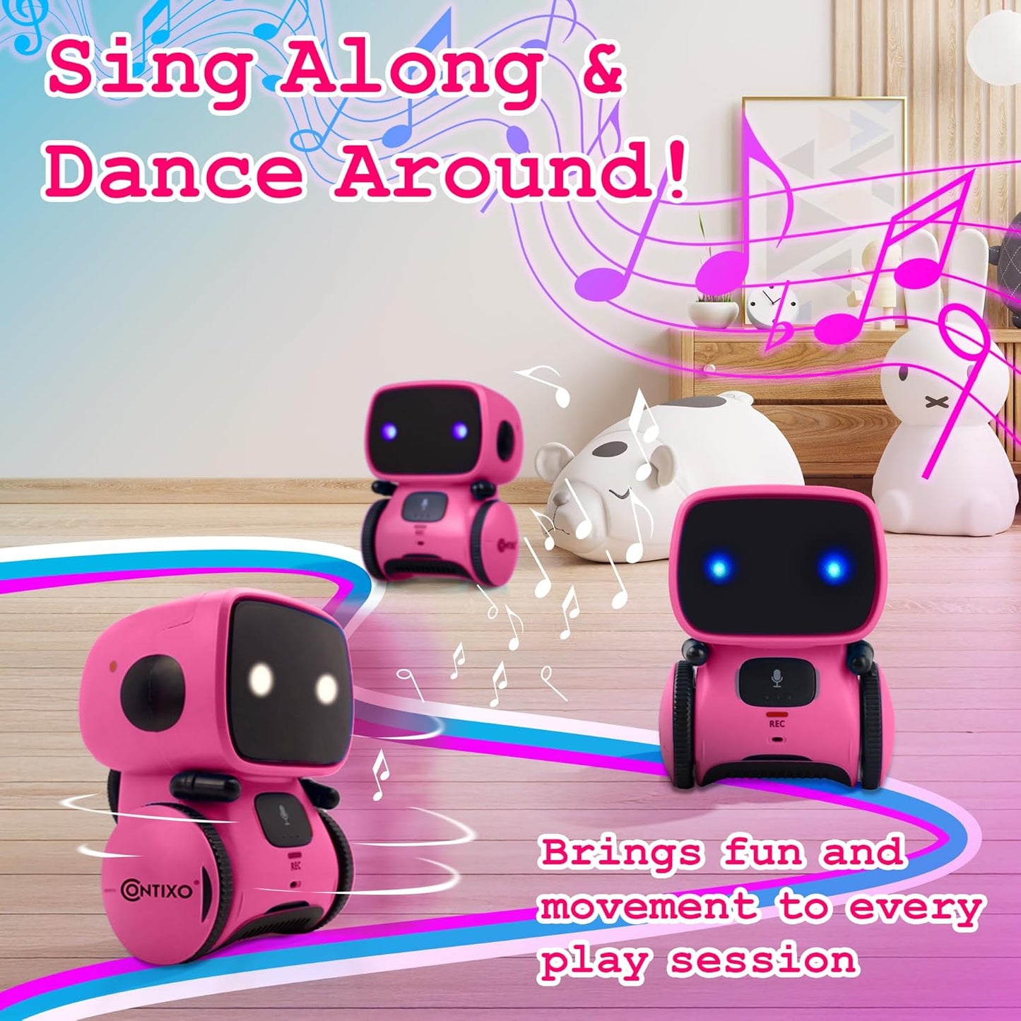 Contixo R1 Kids Robot Toy, Blue Interactive Smart Robots with Voice Control Talking Dancing Learning Touch Sensor Compact Educational Portable Toy for Boys Girls Toddlers 3-8 Years Old Birthday Gifts
