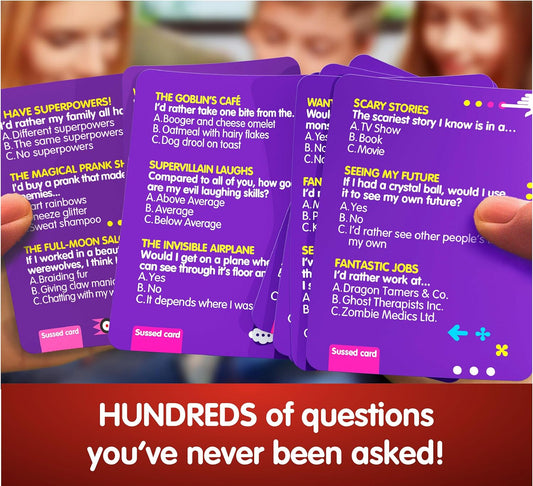 SUSSED The Wacky ‘What Would You Do’ Social Card Game - Simple Fun for Kids, Teens and Adults - Easy Family Travel Game for Road Trips - Ages 7 and Up - Orange Deck