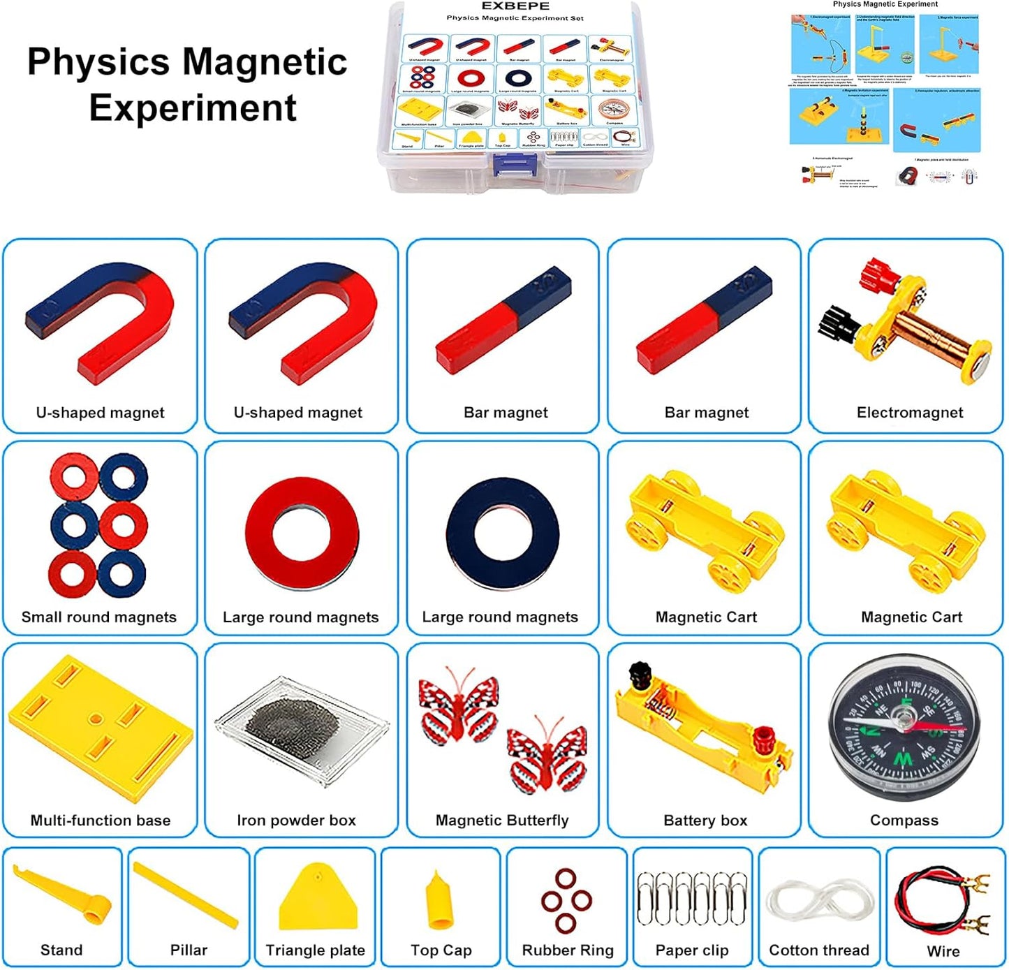 EXBEPE Magnet Kit Physics Science Electromagnet Experiment Set for Education Science Experiment Tools Teacher Classroom Supply