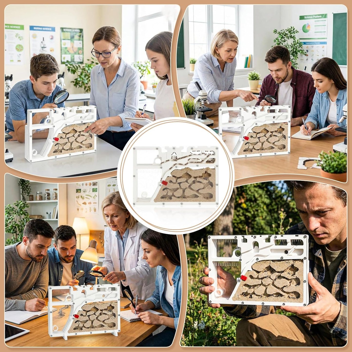 Yellow Sand Ant Castle Ant Habitat Kit, 8.7inch Decorative Sand Terrarium with Dropper Tweezers, No Ants or Food Included
