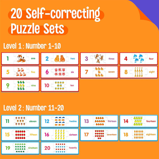 24 Set Addition & Subtraction Puzzles, Self-Correcting Matching Adding and Subtracting Puzzles, Educational Math Games Calculation Activities, Math Learning Toys for Preschool Kids