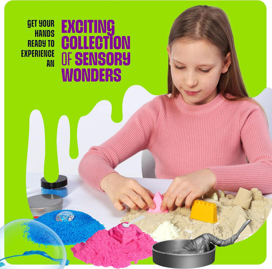 Dan&Darci Slime, Putty & Sand Sensory Science Kit - Slimes for Kids Age 8-10 8-12 - Play Sands Kits for Boys & Girls - 8 9 10 Year Old Boy Gifts - Christmas Birthday Gift - STEM Toys