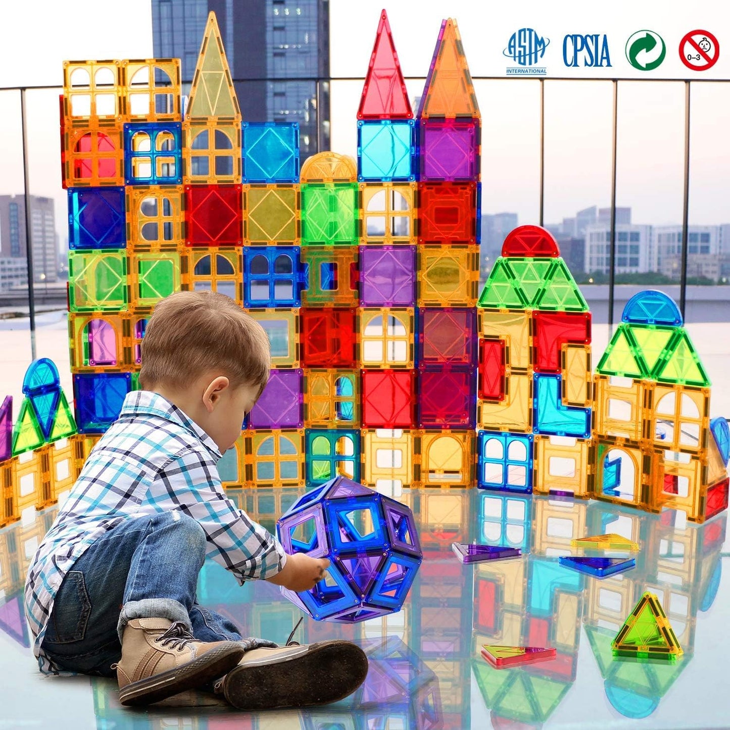 MAGBLOCK Magnetic Tiles Toys for Kids Magnet Building Tiles 100 Pcs Magnetic Blocks Preschool Building Sets Educational Toys for Toddlers Boys and Girls.