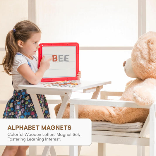 Alphabet Magnets for Fridge - Letter Magnets for Toddlers 1-3 - Large Magnetic Kids Toys to Stick on Refrigerator and Other Metallic Surface - Big and Colorful Letter Wood Magnet for Baby