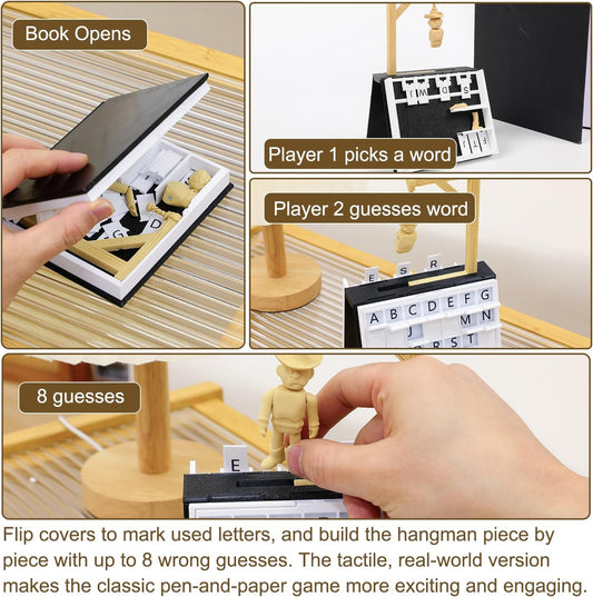 KOSIMI PlayBook'd - Hangman Game Magnetic Cowboy, Vocabulary Words Spelling Challenge Table Game, Hangman Challenge Game,Portable Books Design Board Game