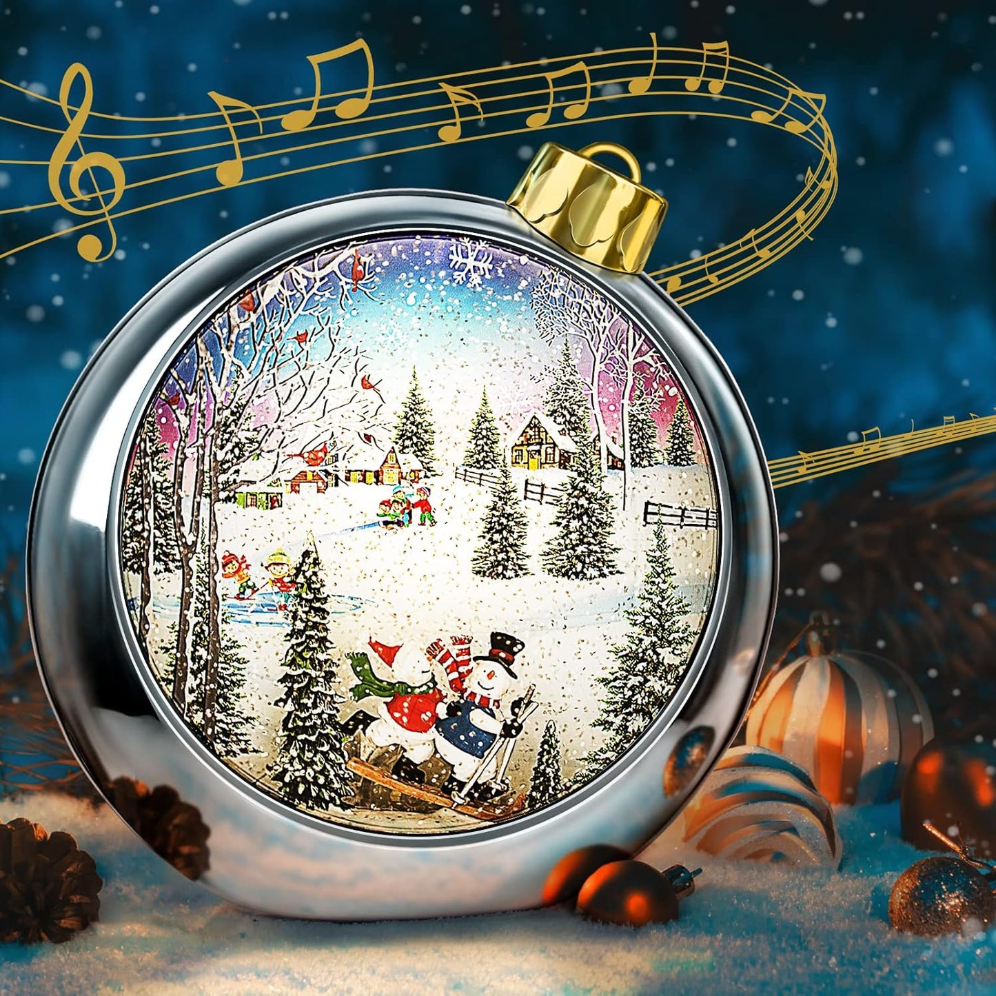 Large Christmas Santa Snow Globe Light up Lantern with 8 Songs, 8.7" Red Big Christmas Snow Globes for Kids Adults, 6H Timer & Dual Power, Snowglobes Christmas Decorations Indoor, Gifts for Women Men