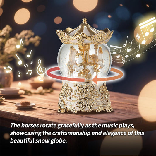 Carousel Music Box Princess Unicorn Musical Snow Globe for Girls and Women Baby Kids Sister Daughter Mom Granddaughter Grandma Christmas Birthday Presents Gifts (Light Pink)