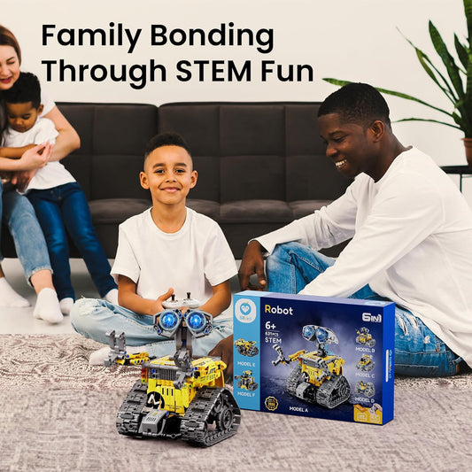 Sillbird Robot Building Kit with Remote Control Gifts for Kids Boys Ages 8-12, STEM Coding Robotic Technic Tracked Racer Car Toys for Birthday - Build 4in1 Model with 631 Pieces