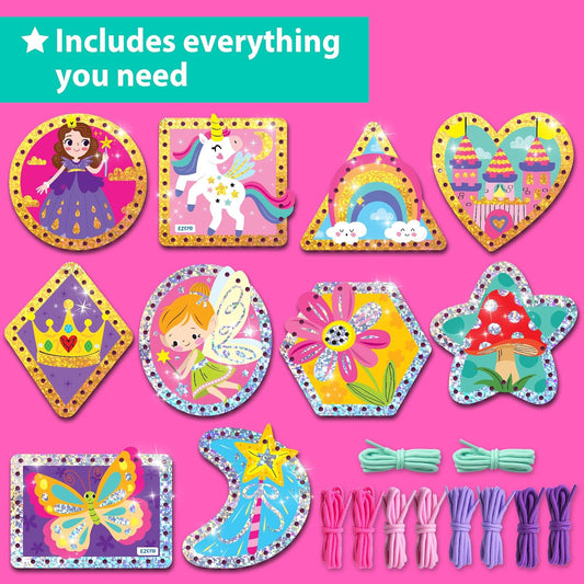 KRAFUN My First Lacing Cards Kit for Toddlers & Kids Age 3+, 10 Safari Animal Arts & Crafts Projects, Fine Motor Skills Toys with Lion Monkey Elephant Tiger Giraffe Hippo Zebra Bear