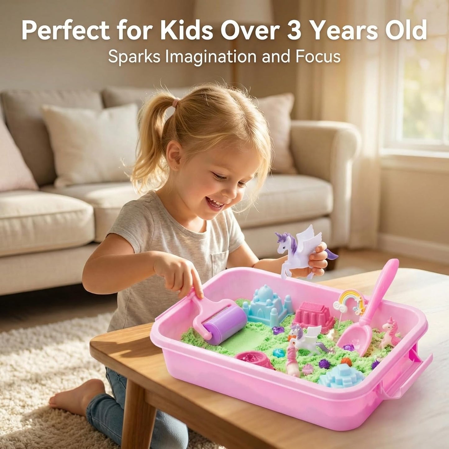 Carolart Mermaid Sensory Bin,Ocean Sensory Play Kit for Girls with Sensory Foam Beads and Storage bin, Ocean Sensory kit,Toddler Toys Ages 3 4 5 6 7 8