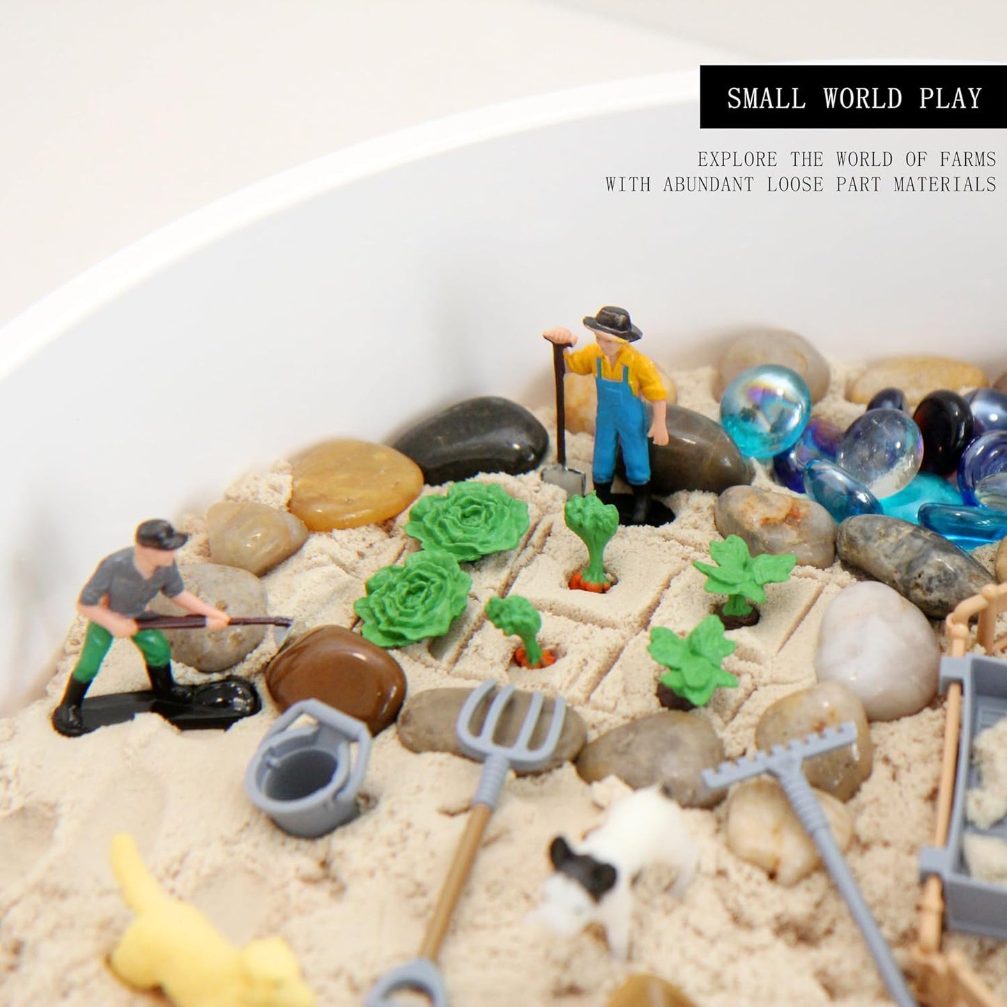 Sensory Bin Activity Set for Kids, Montessori & Reggio Inspired Classroom Materials, Small World Play Kit (ON The Farm)