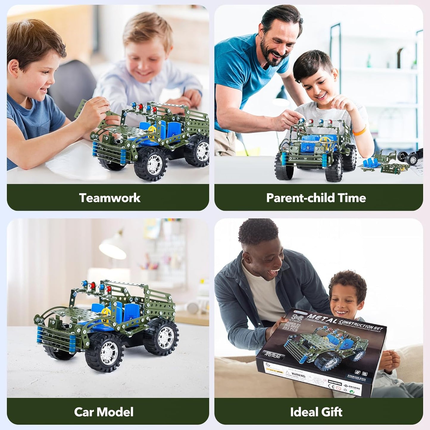 Stem Toys for Boys Age 8-12 - Off-Road Metal Model Car Kits, 283pcs Stem Building Toys Kits, Army Toy for 8-10,STEM Projects for Kids 10-12, 12-14 Engineering for Ages 14 and Up Adults