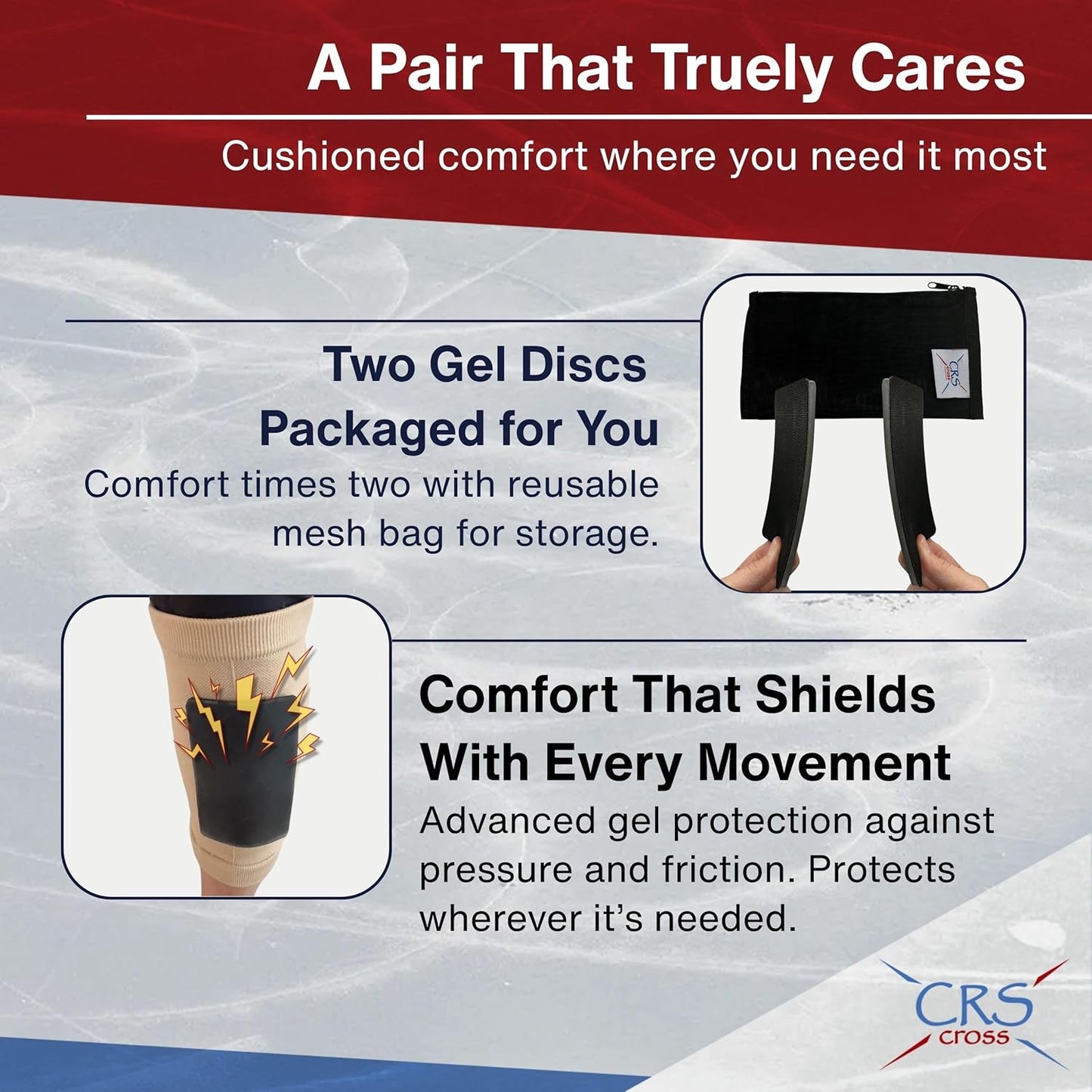CRS Cross Gel Discs. Ankle Gel Pads. Premium Cushion and Protection for Ice Skates, Hockey, Roller Skating, Inline, Hiking, Riding, and Ski Boots.