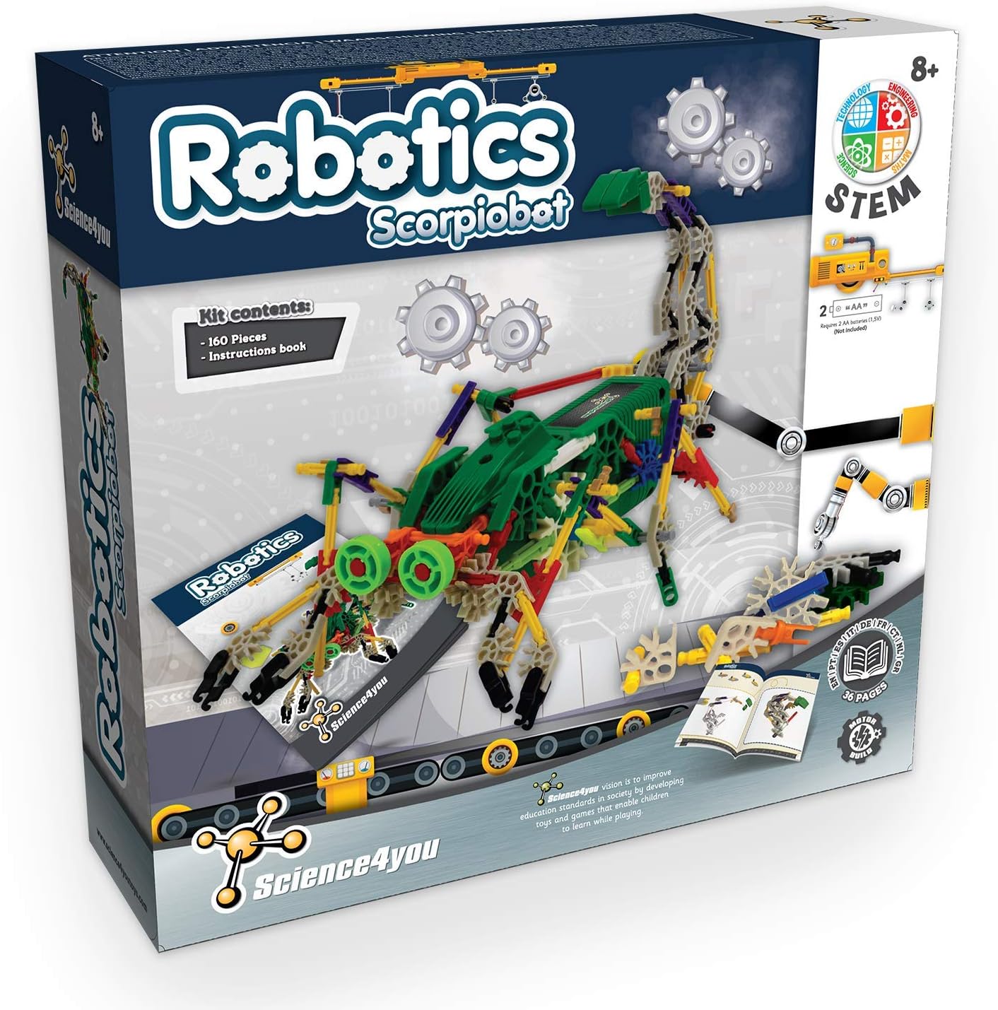 Science4you Robotics Betabot - Stem Robotics Kit for Kids 8-12+, 126 Pieces Included, Robot Building Kit for Kids, Robot Toys, Game, Gift for Boys and Girls Ages 8 9 10 11 12+