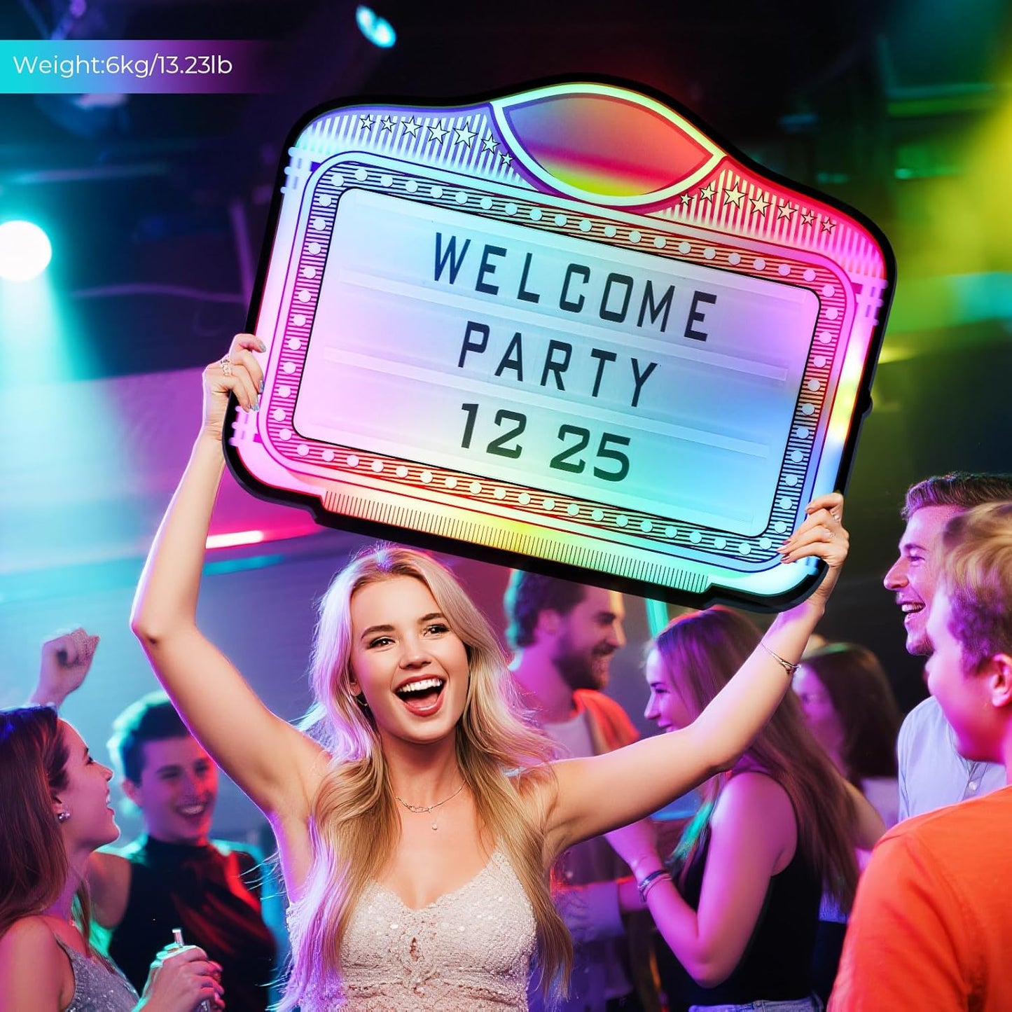 LED Letter Bottle Presenter, VIP Bottle Service Sign, Hand Held Light Box with Color Change for Club, Bar, Party, Birthday, Store - Acrylic Frame with 4 Letter Sets & 2 Number Sets (Whiteboard Letters)