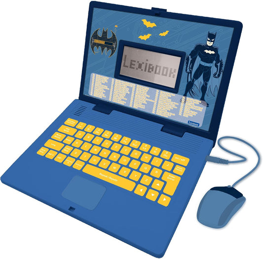 Lexibook, Batman, Bilingual Spanish/English Educational Computer, Toy for Children with 124 Activities, Writing, Maths, Logic, Music Activities and Games, Blue, JC598BATi2