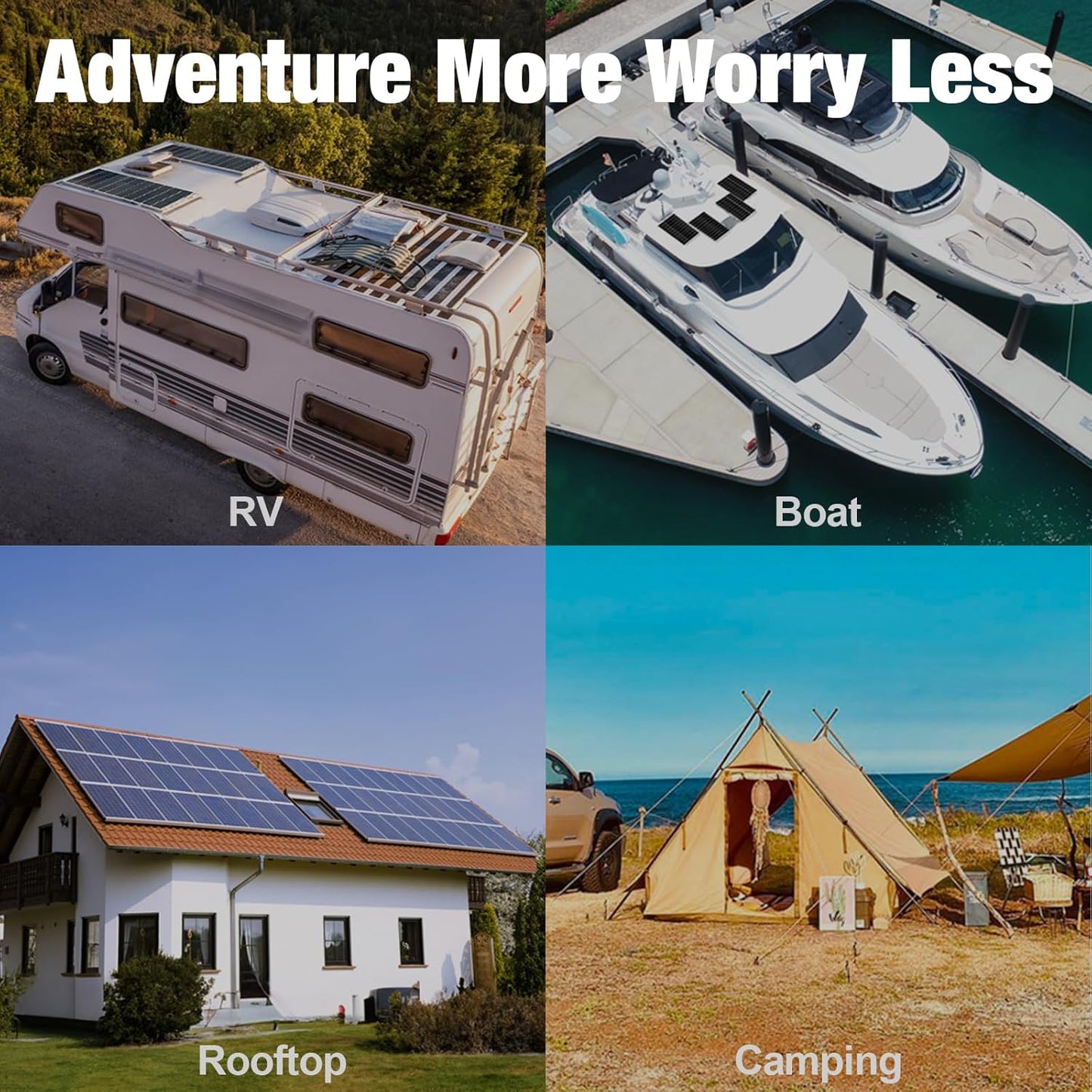 SOLPERK Solar Panel Kit 50W 12V, Waterproof Solar Battery Trickle Charger Maintainer + Waterproof Controller + Adjustable Mount Bracket for Boat Car RV Motorcycle(Without Mounting Bracket)