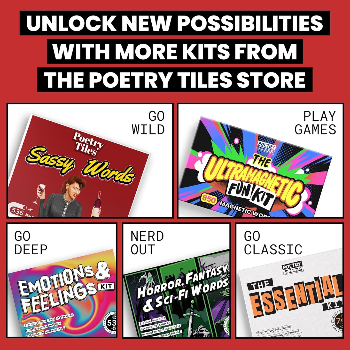 Poetry Tiles – 536 Fightin' Words Magnetic Kit – Obscenities, Insults, and Swear Word Themed Funny Magnets for Adults for Refrigerator Poems and Stories – Adult Humor Gifts – .375" Tall Tiles
