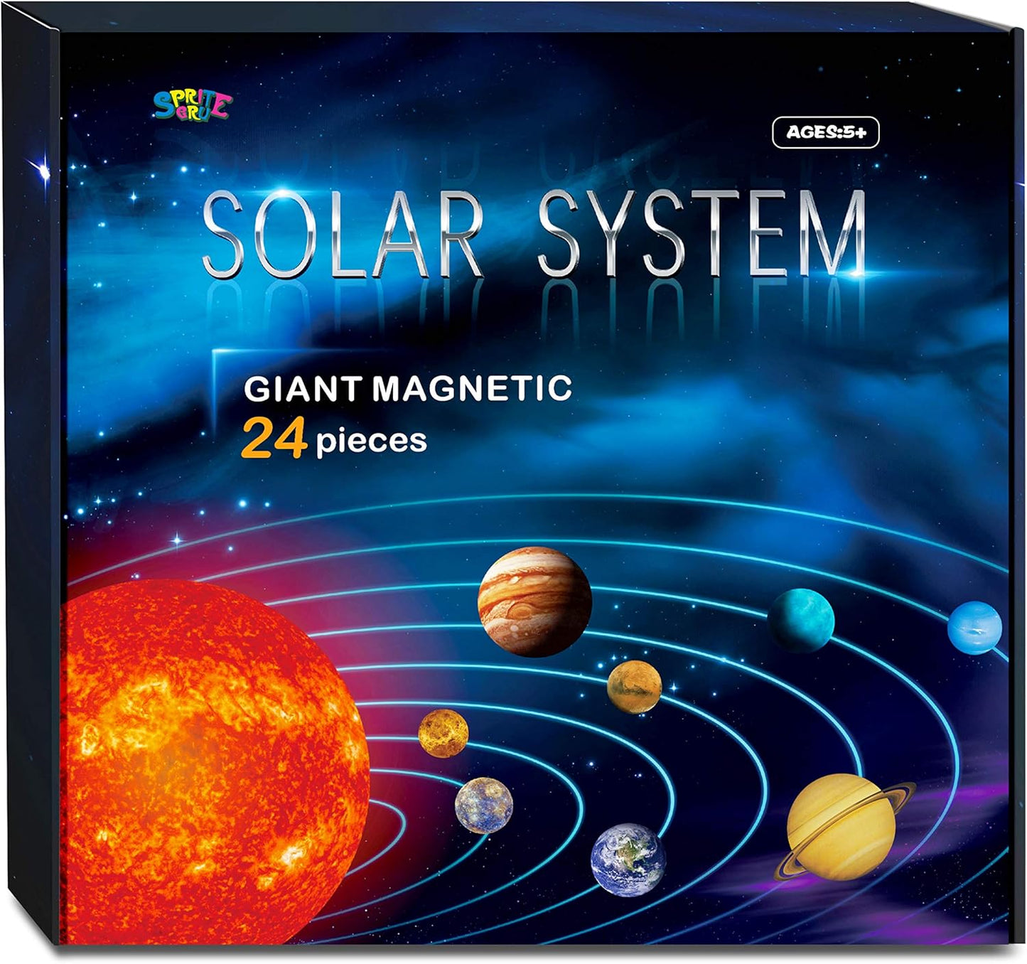 Giant Magnetic Solar System with 12 Individual Briefing Magnets.Perfect for Toddlers and Kids. (24 PCS)
