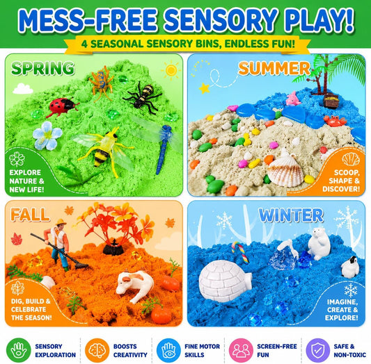 Dino & Ocean Sensory Bin, Dino & Ocean Sensory Toys with Play Sand for Toddlers Boys and Girls,Kids Toys Gift Sand Box for Age 3 4 5 6 7 8