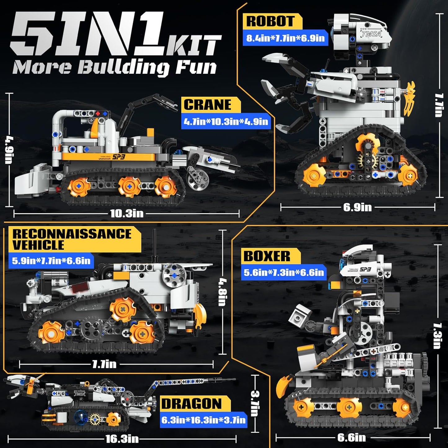 HPROMOT STEM Robot Building Sets for Kids Ages 8-16, 5-in-1 Remote Control and APP Robot Toys, 757 Pcs DIY Building Science Educational Kit, Building Block Birthday Present for Teen Boys and Girls