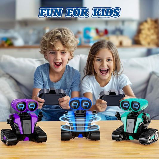 MindPal Robot Toys Rechargeable RC Robots for Kids with LED Eyes Auto-Demonstration Dance & Sing Remote Control Emo Robots for Boys Girls, Camouflage Blue