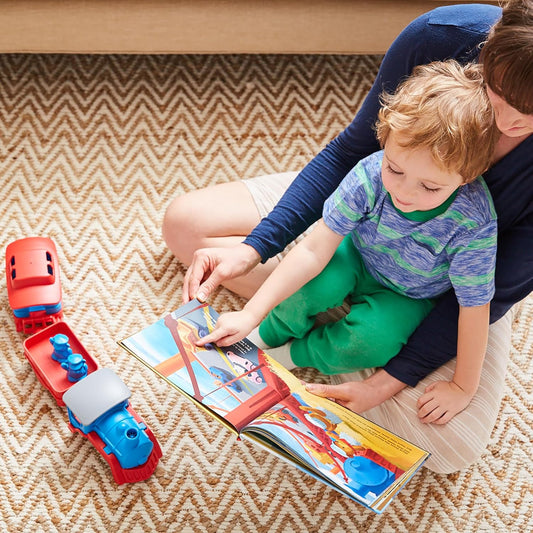 Green Toys Train & Storybook Set - Pretend Play, Motor Skills, Reading, Kids Toy Vehicle Gift Set. No BPA, phthalates, PVC. Dishwasher Safe, Recycled Materials, Made in USA.