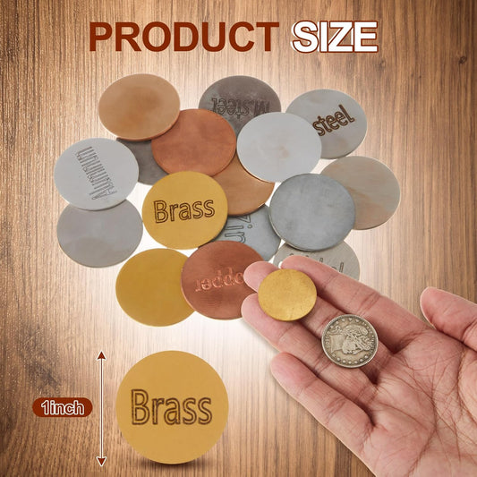 Moxweyeni 16 Piece Metal Identification Kit Magnetic and Non Magnetic Metal Discs Set with Storage Case for Educational Science Testing and Learning