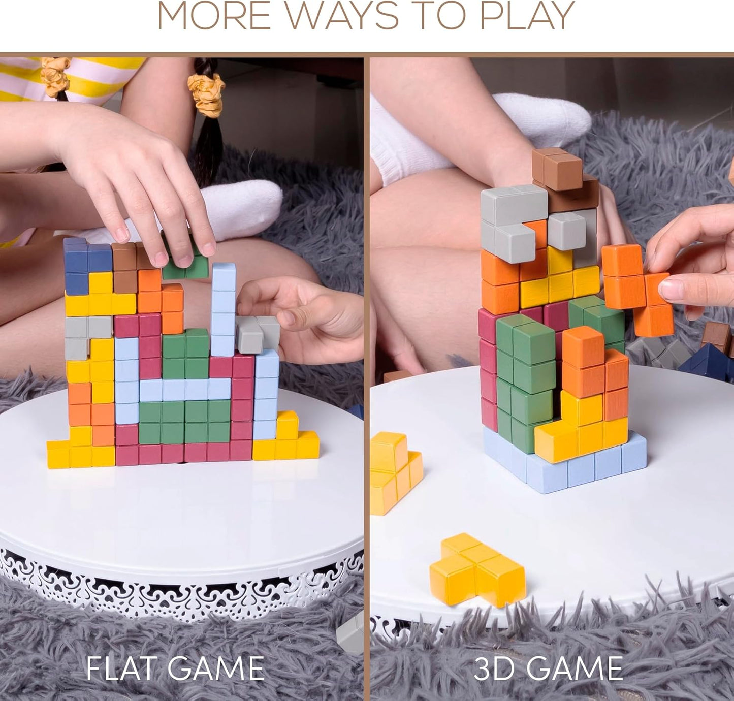 Tower Stack Game - 32PCS Wooden Balance Game with Building Blocks & Cards - Durable Tetra Tower Stacking for Kids & Adults - Fun 1+ Player Balance Stacking Games.