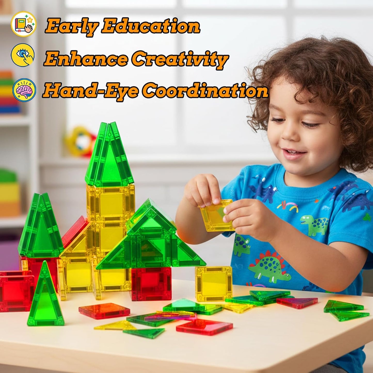 SKTMYY Mini Magnetic Tiles,Travel Magnetic Tiles with Iron Box,Car Airplane Travel Essentials for Kids Ages 3+,Creative STEM Magnet Toys Birthday Gift for Boys & Girls