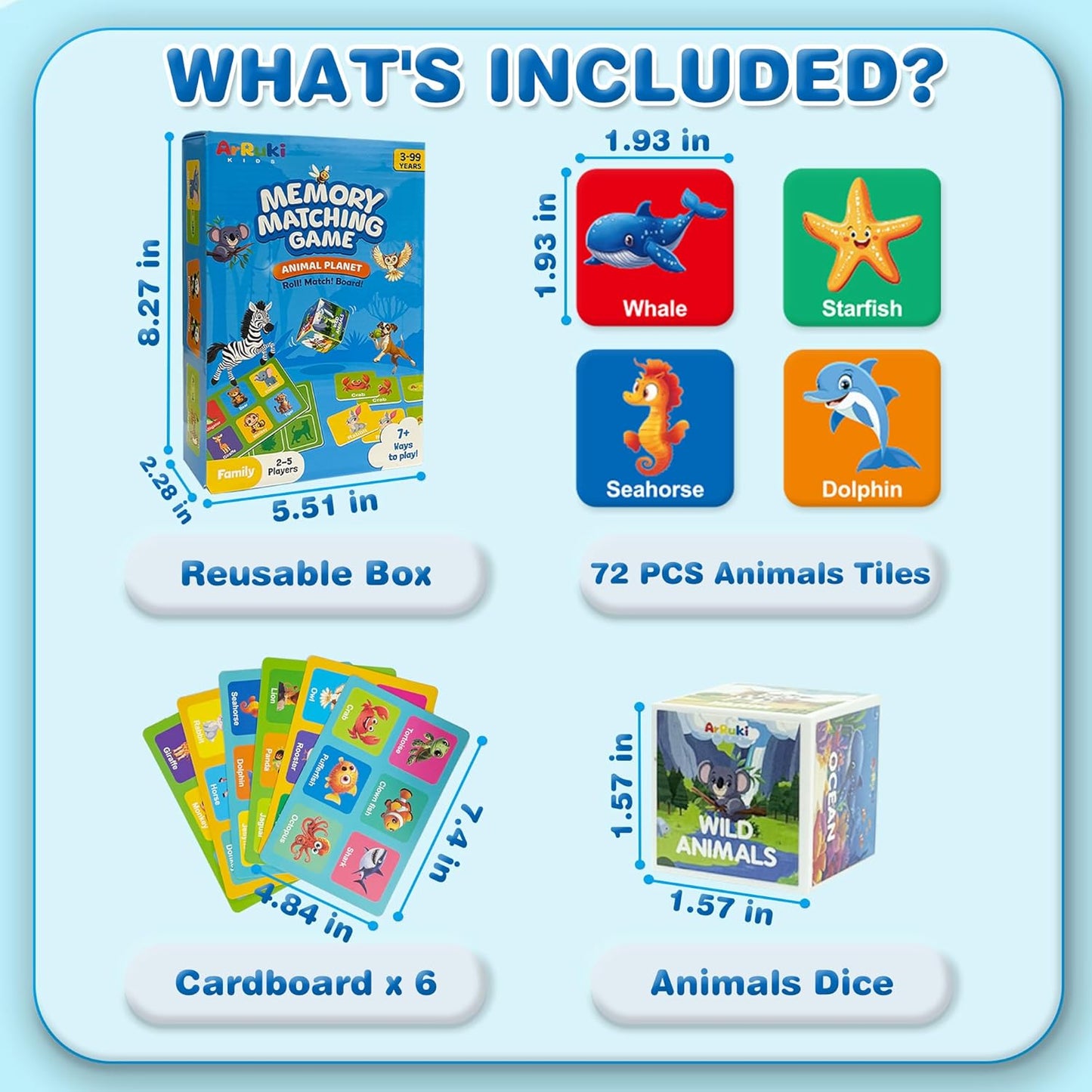 72 PCS Memory Match Game, Animial Matching Game for Kids 3 and up, Enhanced Memory Skills for Toddlers Ages 3 and Up