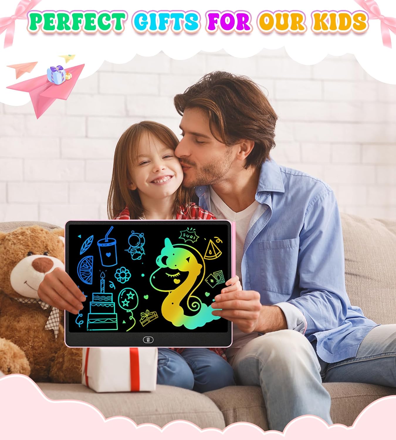 LCD Writing Tablet for Kids, 15 Inch Colorful Electronic Doodle Board for Kids Age 3+ Toys Christmas Birthday Erasable Drawing Tablet Toddler Learning Toys