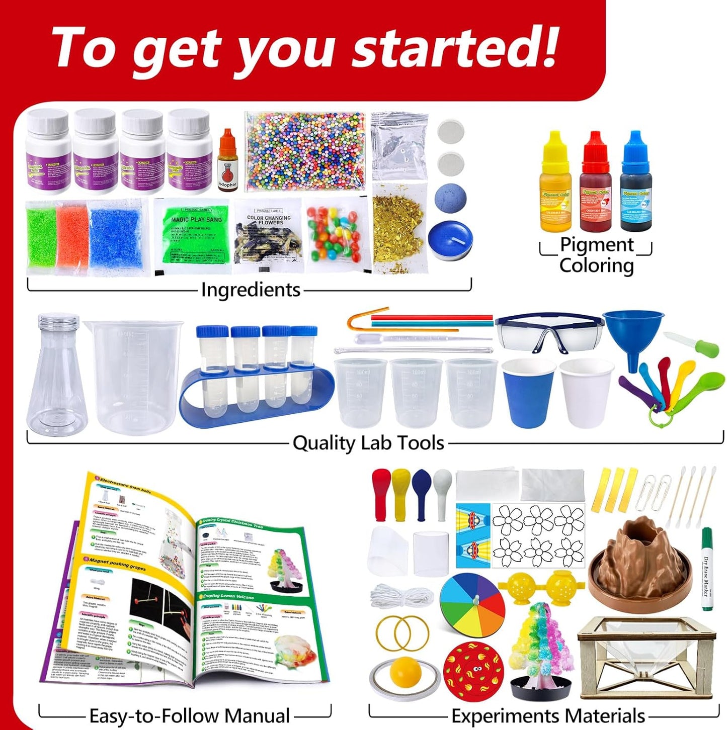 UNGLINGA 150 Experiments Science Kits for Kids, S.T.E.M Educational Project Toys for Boys Girls Birthday Gifts Ideas, Volcano, Chemistry Lab Tools Scientist Set