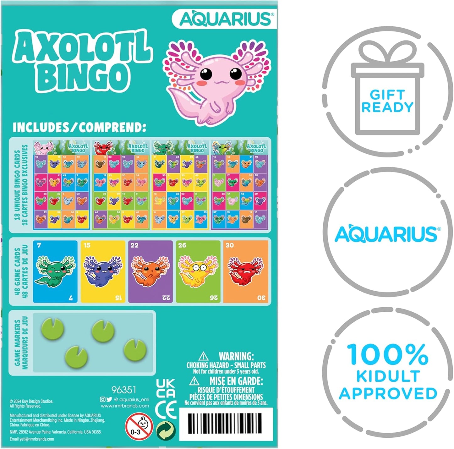 Aquarius Axolotl Family Bingo - Fun Family Party Game for Kids, Teens & Adults - Entertaining Game Night Gift - Officially Licensed for Fun Merchandise