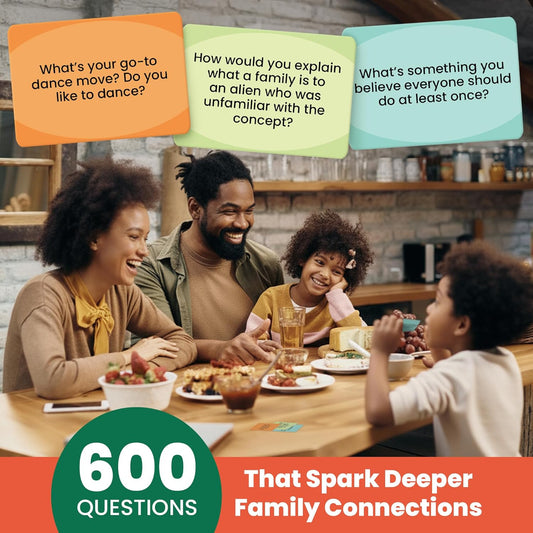 Prompta 600 Conversation Cards for Families – Fun Family Game for Kids and Adults During Game Night, Family Dinner, or Road Trips – Five Get to Know You Question Categories on 2.5" x 1.75" Cards