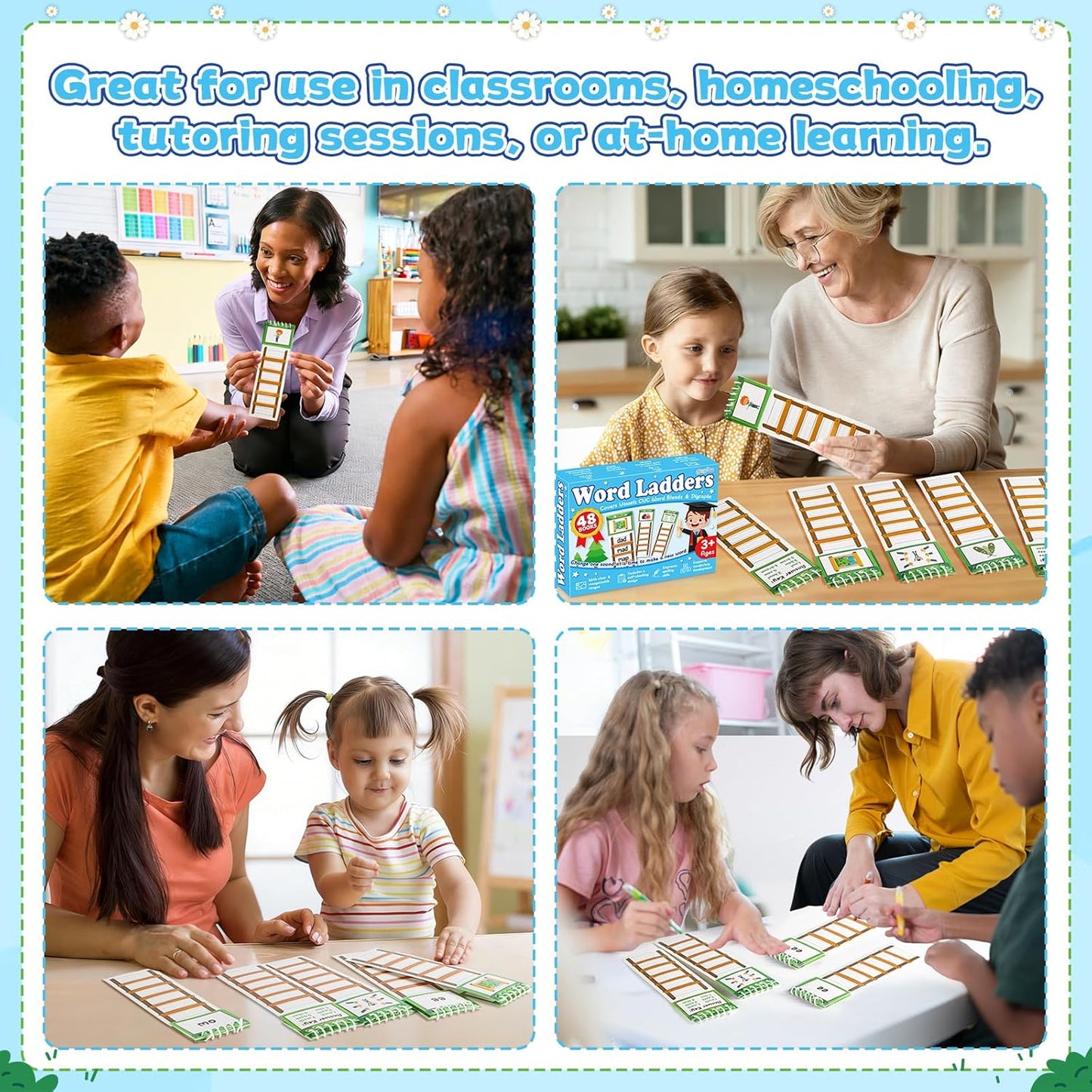 gisgfim 48 Word Ladders Flip Books Sight Words Flash Cards Kindergarten Reading and Spelling Games Phonics Games Flash Cards Preschool Learning Activities for Kindergarten Classroom