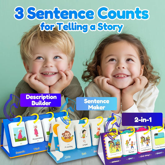 English Learning Pocket Chart Calendar Set for Kids 3-10 - Sentence Building Puzzle Games, Word Games, Phonics Flash Cards, Early Education Classroom Home Preschool (Advanced Set)