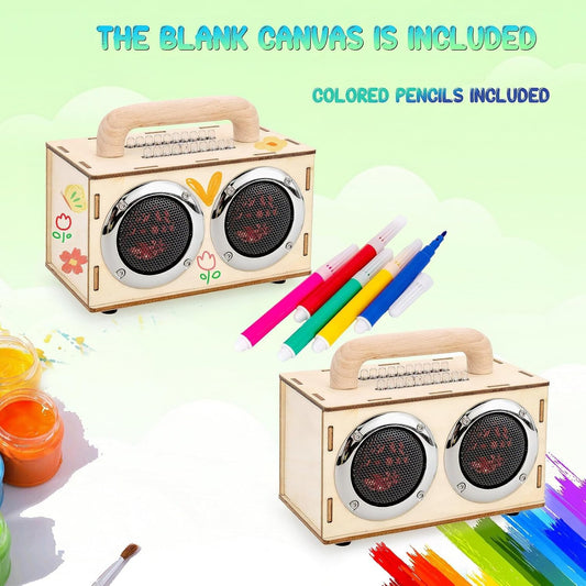 DIY Bluetooth Speaker Kit with LED Lights & Colored Pencils - STEM Building Science Kit for Kids Ages 8-14, Electronic Engineering Project Kit, Creative Gift for Teen Boys & Girls Age 9 10 11 12 16