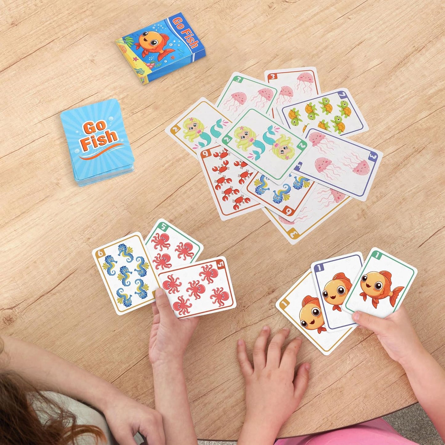 Etyishe Card Games for Kids Toddlers, Go Fish, Old Maid, Slap Jack and Memory Match, 4 Decks in 1 Pack, Fun Educational Gard Games for Family Game Night Table Games, Great Stocking Stuffers