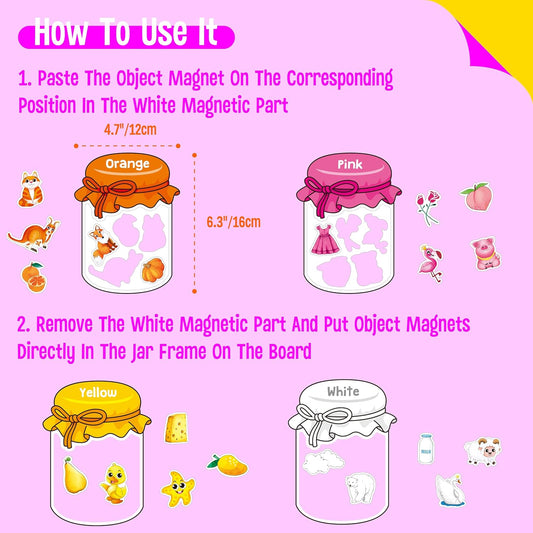 12 Pieces Magnetic Color Sorting Toys, 60 Color Magnets Educational Refrigerator Whiteboard for Baby Toddlers Kids Magnets