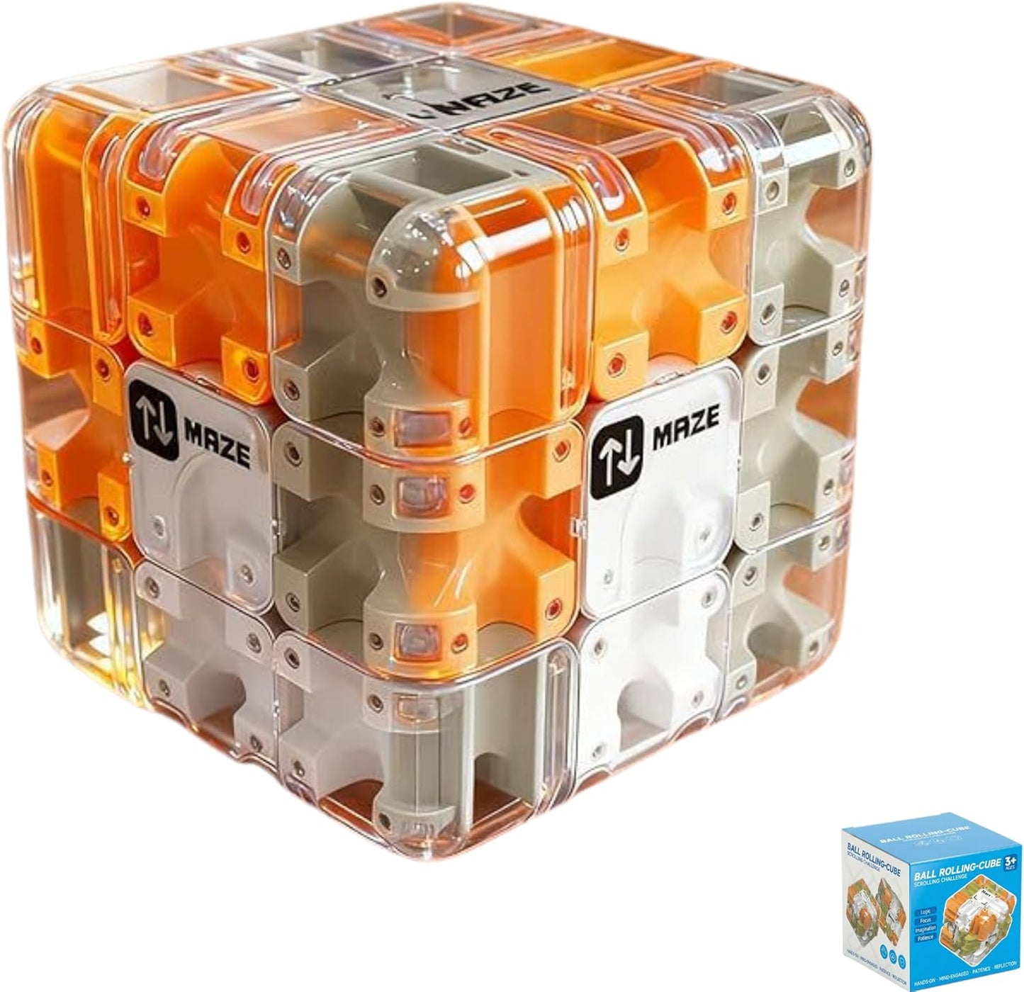 3D Rolling Ball Maze Cube & Marble Maze Puzzle - Large Labyrinth Brain Teaser Toy for Kids Ages 4-8, 8-12 & Adults. Challenging 3D Puzzle Game. Best Travel Birthday Gift (Blue)