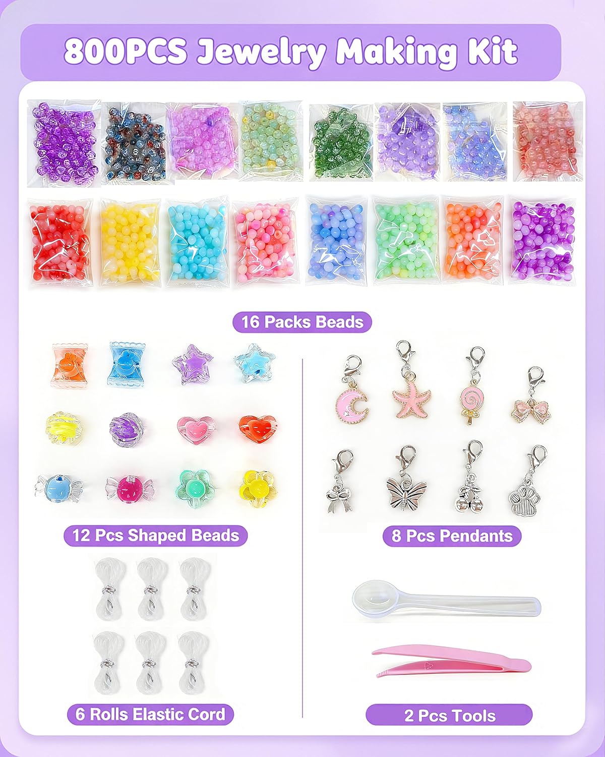 Eohemeral Bracelet Making Kit for Girls 6-12, Jewelry Making Kit with 800 Beads, DIY Bracelet Maker Machine, Built-in Storage & Bead Recycler, Kids Crafts Toy No Batteries Required (Pink)